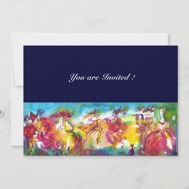 CARNIVAL NIGHT, Mardi Gras Masqureade, Tanz, Musik Einladung (Vorderseite)