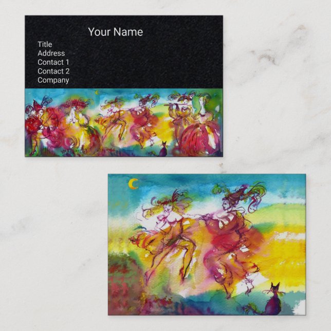 CARNIVAL NIGHT Masquerade Dance, Music Black Paper Visitenkarte (Vorne/Hinten)