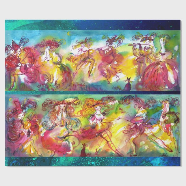 CARNIVAL NIGHT / Venezianische Masquerade, Tanzmus Geschenkpapier (Flach)