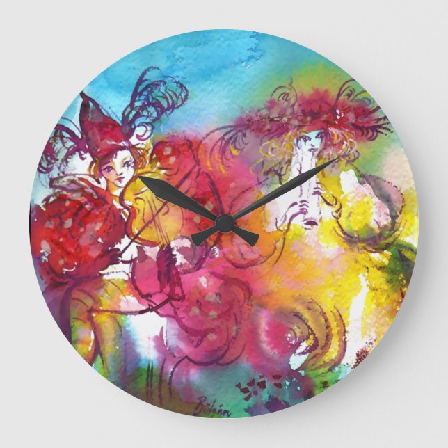 CARNIVAL NIGHT / Venezianische Masquerade, Tanzmus Große Wanduhr (Vorderseite)