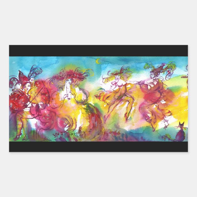 CARNIVAL NIGHT / Venezianische Masquerade, Tanzmus Rechteckiger Aufkleber (Vorderseite)