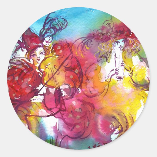 CARNIVAL NIGHT / Venezianische Masquerade, Tanzmus Runder Aufkleber (Vorderseite)