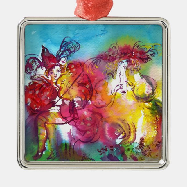 CARNIVAL NIGHT / Venezianische Masquerade, Tanzmus Silbernes Ornament (Vorne)