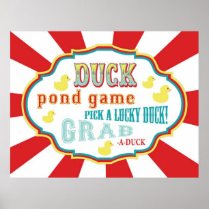 Carnival Sign Duck Pond Game Poster