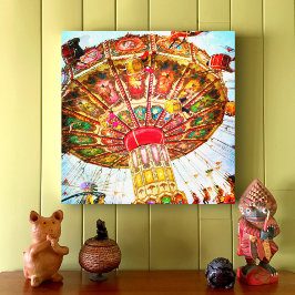 Carnival Swing Ride Foto Vintager Retroblau Himmel Leinwanddruck