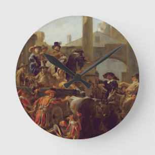 Carnival Time in Rome, 1653 (oil on canvas) Runde Wanduhr