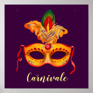 Carnivale Slogan Royal lila Maskerin Poster