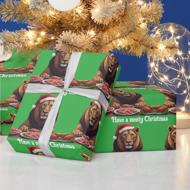 carnivore lion Christmas holiday Wrapping Paper Geschenkpapier (Feiertage)
