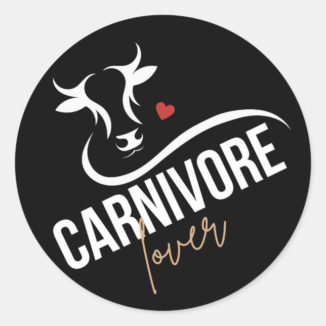 Carnivore Lover Stylish Black Runder Aufkleber (Vorderseite)