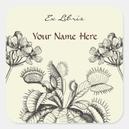 Carnivorus Plant Floral Book Plate Quadratischer Aufkleber
