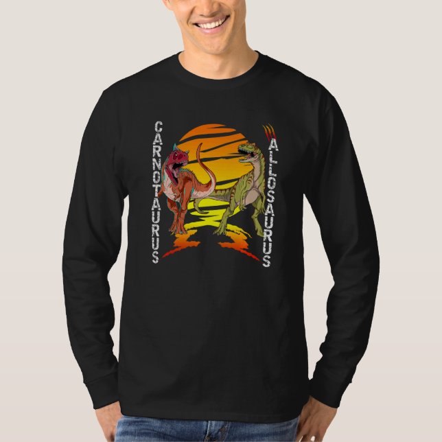 Carnotaurus Allosaurus Doppeldinosaurier-Angriff T-Shirt (Vorderseite)