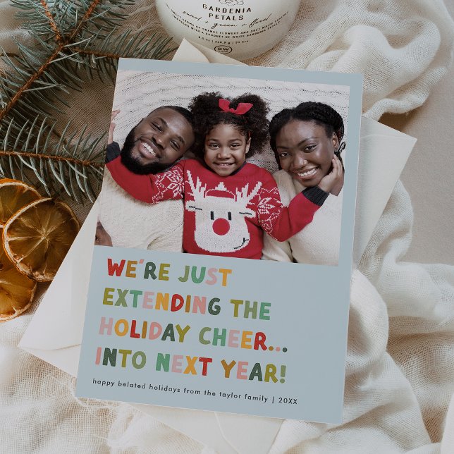 CAROL Blue Niedlich Ende Neujahr Weihnachten (CAROL Blue Cute Late New Years Funny Christmas Holiday Card)