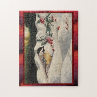 Carol Chick-a-Dee mit Mistelzweig Puzzle