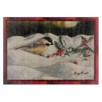 Carol die Chick-a-Dee mit Mistelzweig  Schneidebrett