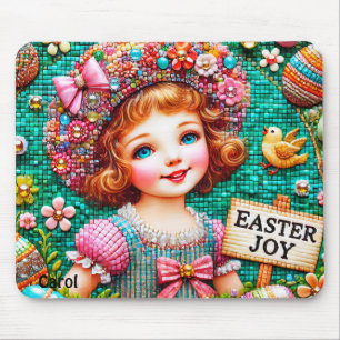 CAROL~ EASTER JOY VINTAG GIRL ~ Maus Pad Mousepad
