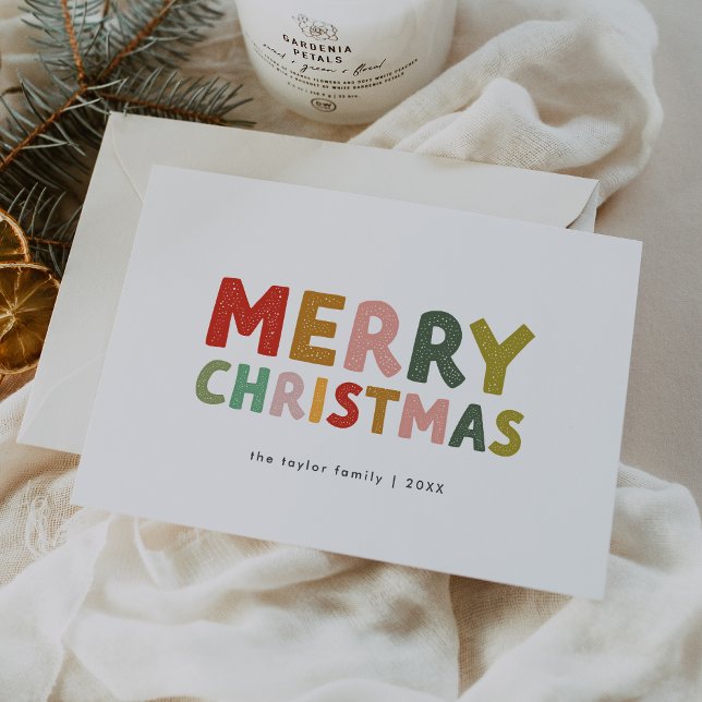 CAROL Niedlicher Familienspass Frohe Weihnachten (CAROL Colorful Cute Family Fun Merry Christmas Holiday Card)