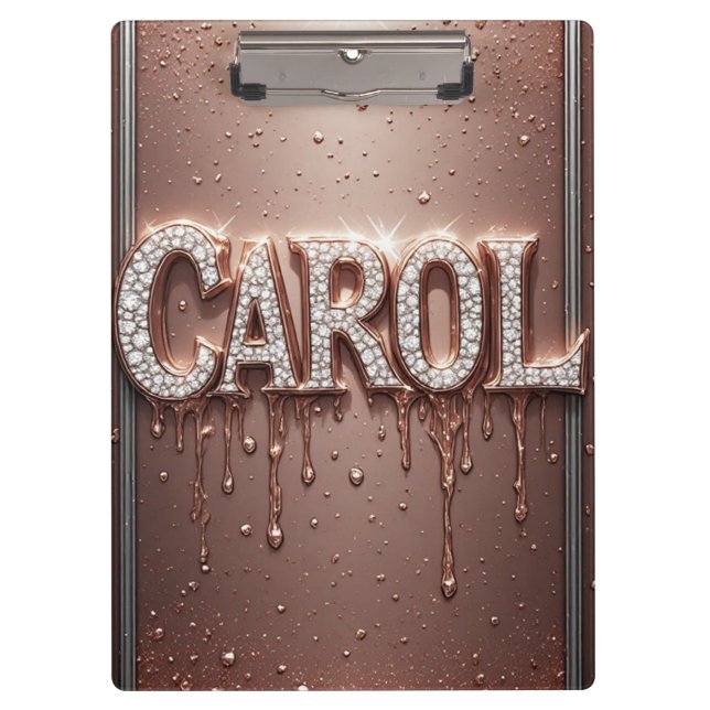 🌸Carol Rose Gold Drip Glitter Notizen🌸 Klemmbrett (Vorderseite)