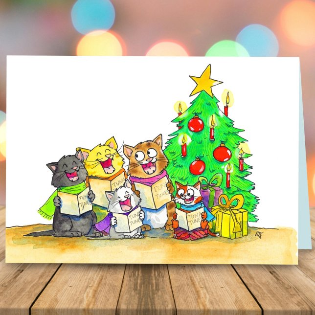 Carol Singing Cats Gruß Karte (Von Creator hochgeladen)