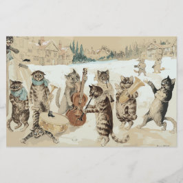 Carol Singing Cats Watercolor von L.W. Wain