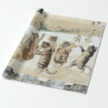 Carol Singing Cats Watercolor von L.W. Wain