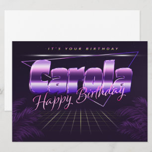 Carola Name Vorname lila retro Karte Geburtstag