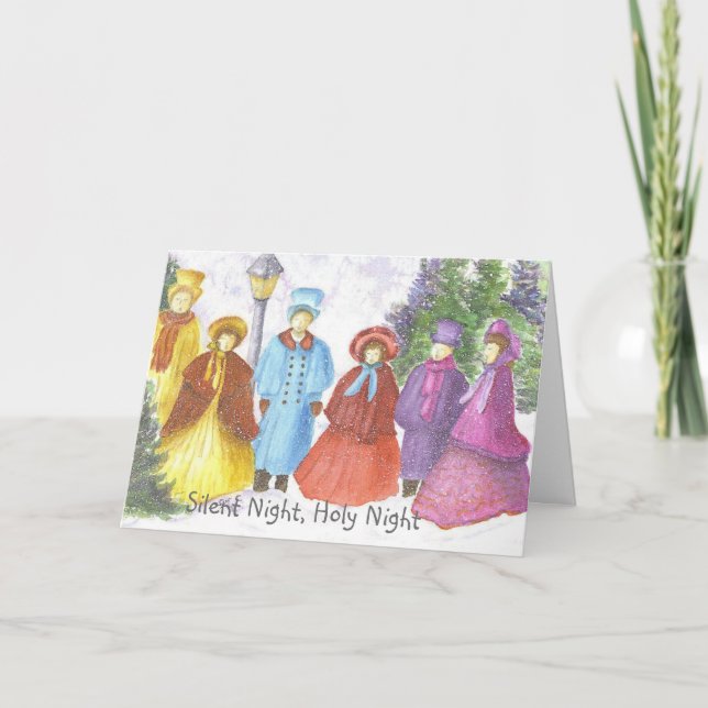 Carolers Christmas Feiertagskarte (Vorderseite)