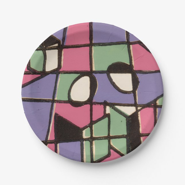 Carolers Stainglass Pappteller (Vorderseite)