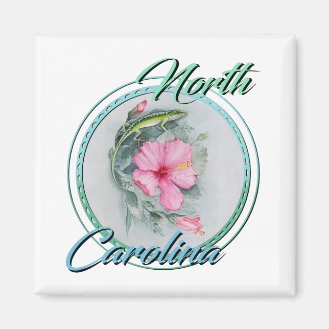Carolina Anole & Hibiskus Magnet (Vorne)