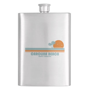 Carolina Beach North Carolina Sun Palm Trees Flachmann