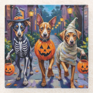 Carolina beim Süßigkeiten-Sammeln in Halloween-Ver Glasuntersetzer