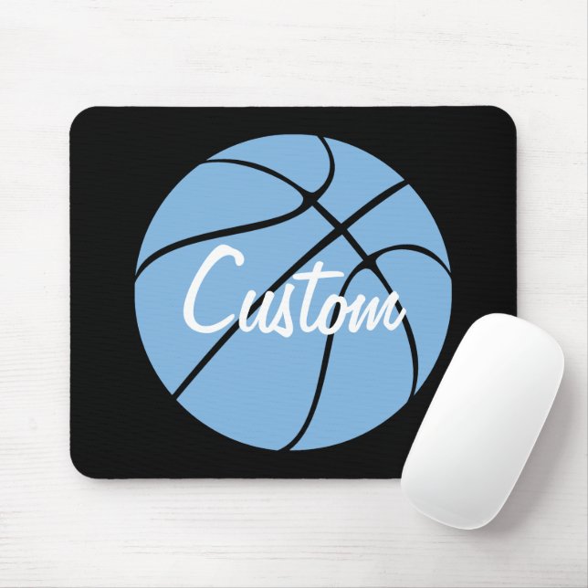 Carolina Blue Custom Team Name Basketball Mousepad (Mit Mouse)