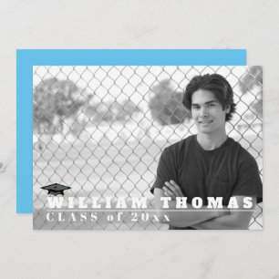 Carolina Blue Grad Einladung, 5" x 7" Karte