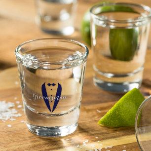 Carolina Blue Tuxedo Trauzeuge Shot Glass Schnapsglas