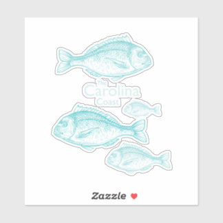 Carolina Coast Vintage Türkis Salz Wasser Fisch Aufkleber