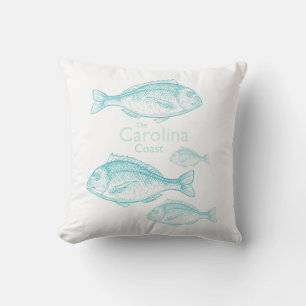 Carolina Coast Vintage Türkis Salz Wasser Fisch Kissen