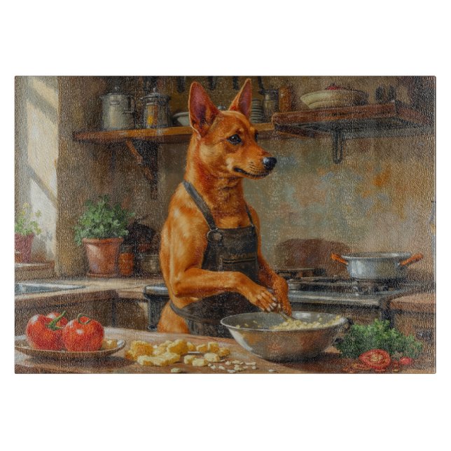 Carolina Dog Cooking in Kitchen Schneidebrett (Vorderseite)