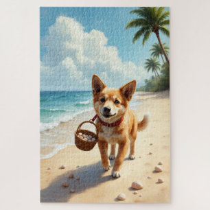 Carolina Dog Strand Muschel Szene Puzzle