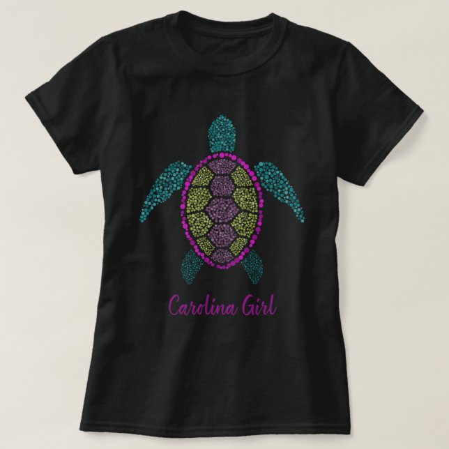 Carolina Girl - Mosaic Sea Turtle Beach Design gif T-Shirt (Design vorne)
