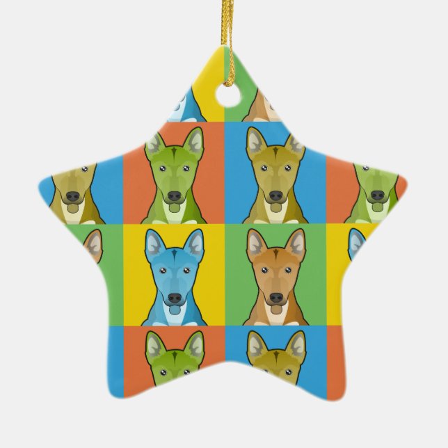 Carolina-HundeCartoon Pop-Kunst Keramikornament (Hinten)