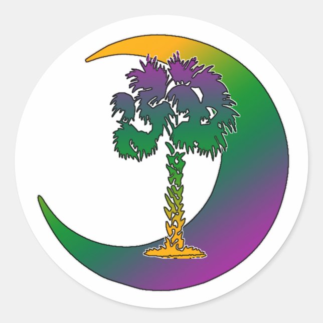 Carolina Palmetto & Crescent Rainbow Stickers (Vorderseite)