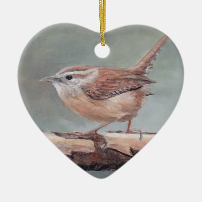 Carolina Wren Bird Kunst, Dichtung und Musik Keramik Ornament (Vorne)