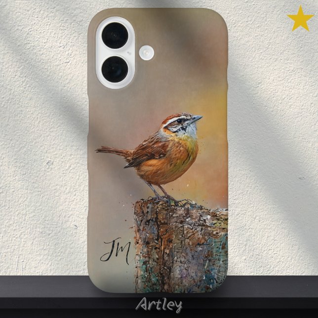 Carolina Wren Bird Painting Initials Individuelle  Case-Mate iPhone Hülle (Von Creator hochgeladen)