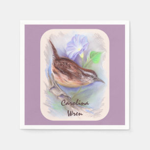Carolina Wren mit den Blume der Morning Glory Serviette
