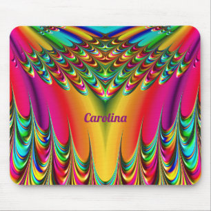 CAROLINA ~ Zany Hot Yellow, Blue, Green, Pink Mousepad