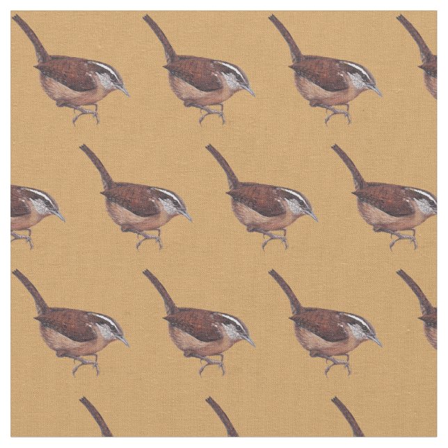 Carolina-Zaunkönig-Vogel-Kunst-Gewebe Stoff (Nahaufnahme)