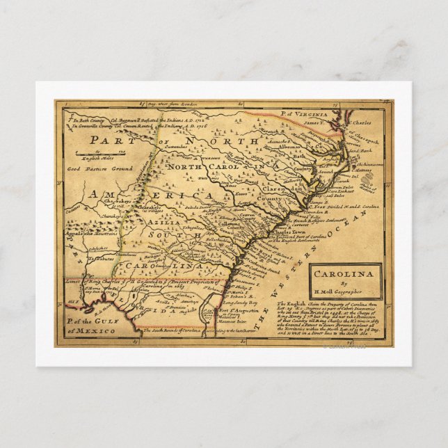 CarolinaPanoramakarte Postkarte (Vorderseite)