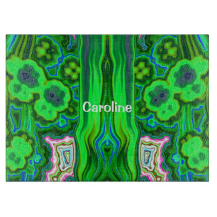 CAROLINE ~ Grünrosa originales Fraktal Design Schneidebrett