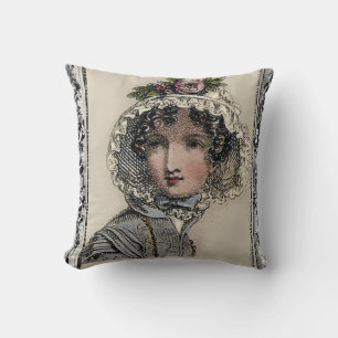 Caroline, Jane Austen inspirierte schwarz, romanti Kissen