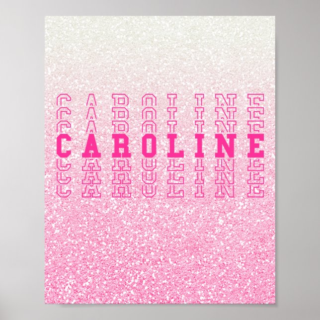 Caroline Pink Benutzerdefinierter Wiederholungsnam Poster (Vorne)