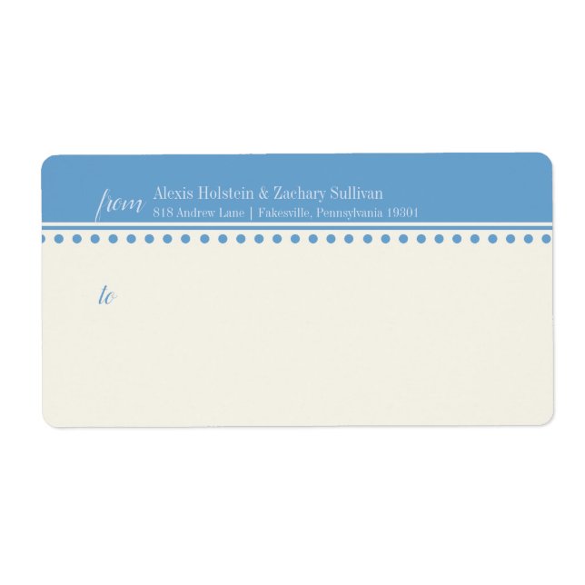 Caroline-Postetikett, Pulverblau (Vorne)